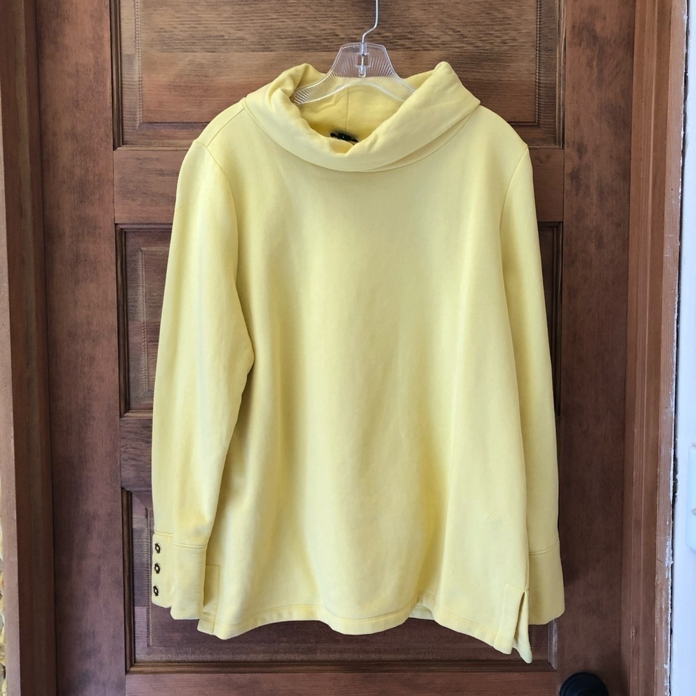 TALBOTS / FUNNEL NECK SWEATSHIRT/ Yellow / size Large - Picture 2 of 12